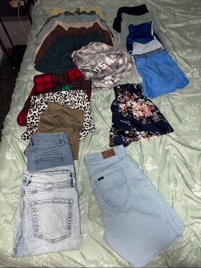 Mixed Women's Jeans/Pants/Shorts Bundle -Blue, Floral, Plaid, Camouflage, Sports